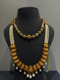 Ornate gold plated sterling silver and pearl necklace