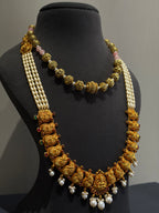 Ornate gold plated sterling silver and pearl necklace