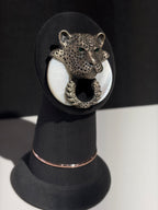 Leopard Head Brooch in 925 Sterling Silver