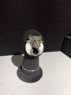 Leopard Head Brooch in 925 Sterling Silver